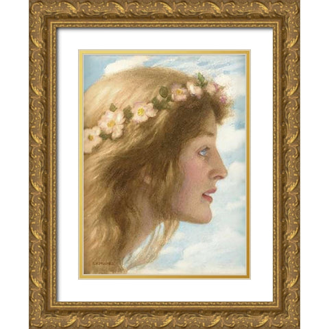 Day Gold Ornate Wood Framed Art Print with Double Matting by Hughes, Edward Robert