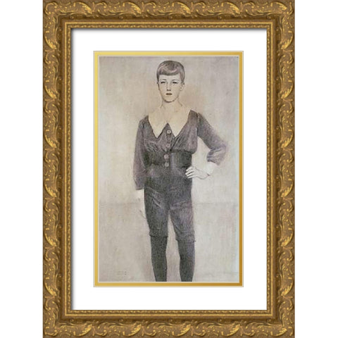 Prince Leopold of Belgium Gold Ornate Wood Framed Art Print with Double Matting by Khnopff, Fernand