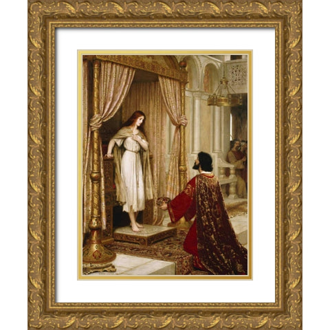 A King and a Beggar Maid Gold Ornate Wood Framed Art Print with Double Matting by Leighton, Edmund Blair