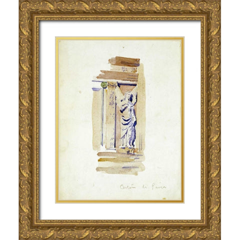 Study of an Angel Statue Gold Ornate Wood Framed Art Print with Double Matting by Mackintosh, Charles Rennie