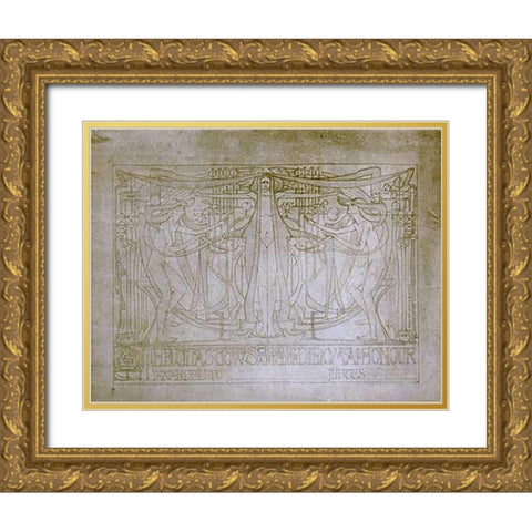 Diploma of Honour Design Gold Ornate Wood Framed Art Print with Double Matting by Mackintosh, Charles Rennie