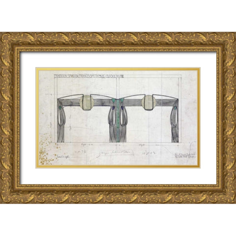 Design For An Exhibition Gold Ornate Wood Framed Art Print with Double Matting by Mackintosh, Charles Rennie