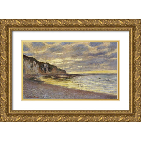 Pointe de Lailly, maree basse Gold Ornate Wood Framed Art Print with Double Matting by Monet, Claude