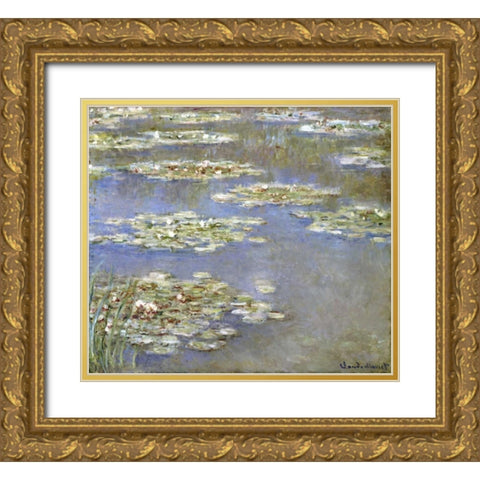 Nympheas, 1905 Gold Ornate Wood Framed Art Print with Double Matting by Monet, Claude
