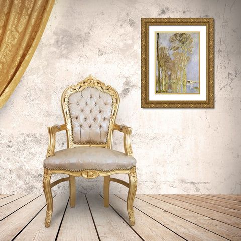Inondation Gold Ornate Wood Framed Art Print with Double Matting by Monet, Claude