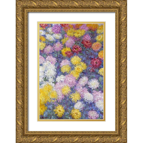 Museumysanthemums Gold Ornate Wood Framed Art Print with Double Matting by Monet, Claude