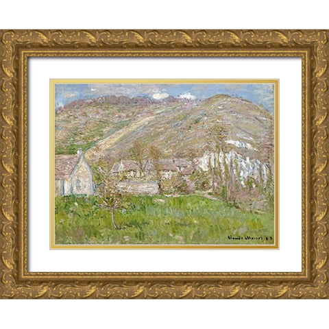 The Hamlet of Falaise, near Giverny, 1883 Gold Ornate Wood Framed Art Print with Double Matting by Monet, Claude