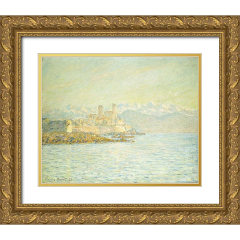 The Old Fort at Antibes Gold Ornate Wood Framed Art Print with Double Matting by Monet, Claude