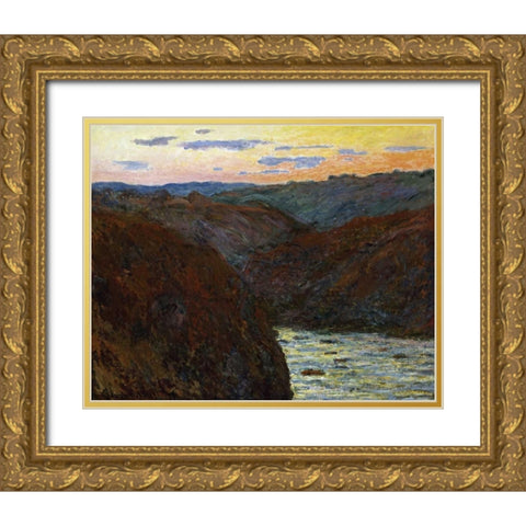 La Creuse, Sunset Gold Ornate Wood Framed Art Print with Double Matting by Monet, Claude