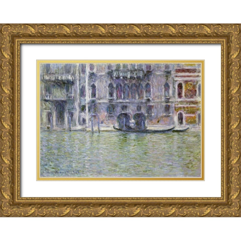 Palazzo da Mula, Venice Gold Ornate Wood Framed Art Print with Double Matting by Monet, Claude