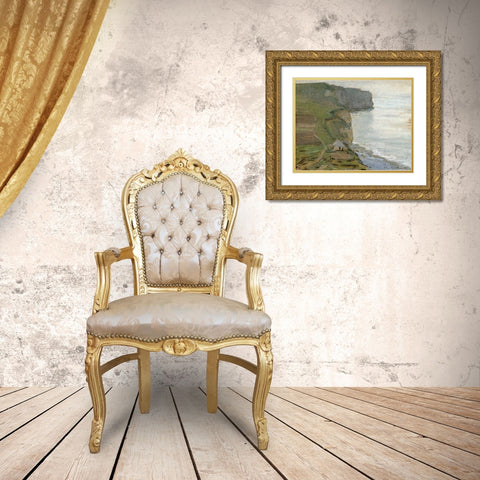 Cap dAntifer, Etretat Gold Ornate Wood Framed Art Print with Double Matting by Monet, Claude