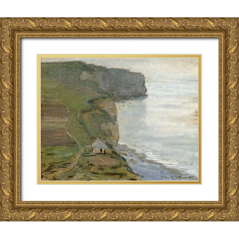 Cap dAntifer, Etretat Gold Ornate Wood Framed Art Print with Double Matting by Monet, Claude