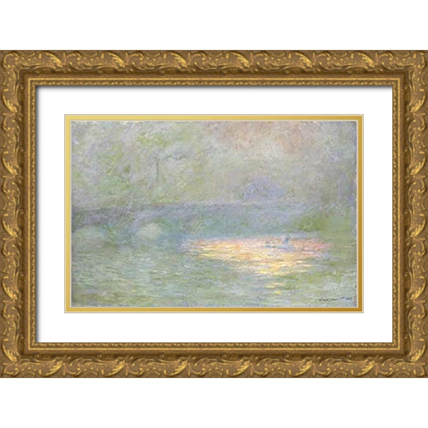 Waterloo Bridge, 1902 Gold Ornate Wood Framed Art Print with Double Matting by Monet, Claude