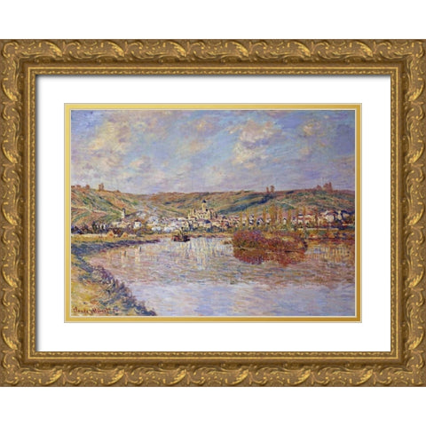 End of the Afternoon, Vetheuil Gold Ornate Wood Framed Art Print with Double Matting by Monet, Claude