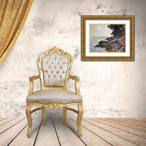 Cap Martin Gold Ornate Wood Framed Art Print with Double Matting by Monet, Claude
