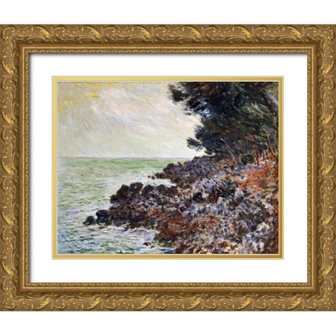 Cap Martin Gold Ornate Wood Framed Art Print with Double Matting by Monet, Claude