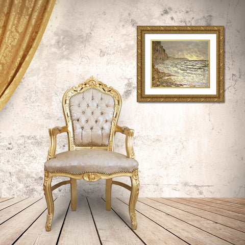 Seafront, Fecamp Gold Ornate Wood Framed Art Print with Double Matting by Monet, Claude