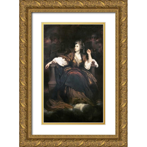 Mrs. Siddons As The Tragic Muse Gold Ornate Wood Framed Art Print with Double Matting by Reynolds, Joshua