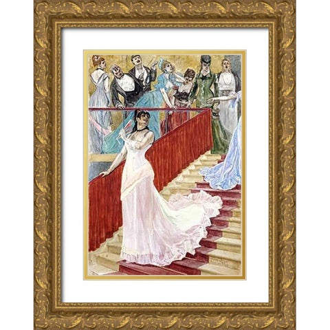 The Row Gold Ornate Wood Framed Art Print with Double Matting by Rops, Felicien