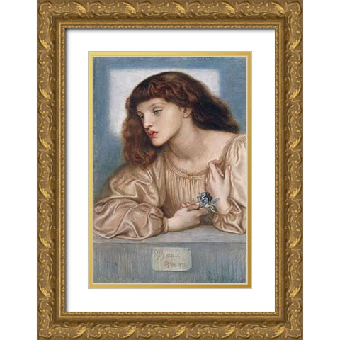 May Morris Gold Ornate Wood Framed Art Print with Double Matting by Rossetti, Dante Gabriel