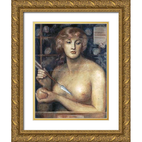 Venus Verticordia Gold Ornate Wood Framed Art Print with Double Matting by Rossetti, Dante Gabriel