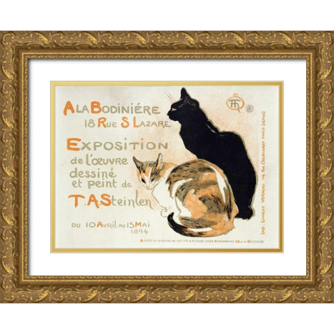 A La Bodiniere Gold Ornate Wood Framed Art Print with Double Matting by Steinlen, Theophile