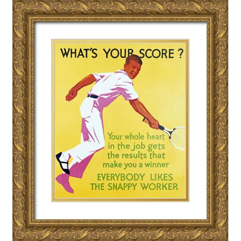 Whats Your Score Gold Ornate Wood Framed Art Print with Double Matting by Unknown
