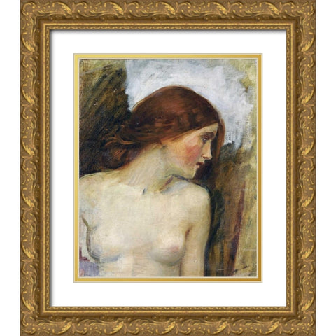 Study For The Head of Echo Gold Ornate Wood Framed Art Print with Double Matting by Waterhouse, John William