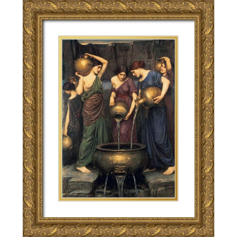 Danaides Gold Ornate Wood Framed Art Print with Double Matting by Waterhouse, John William