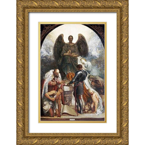 The Angel of Death Gold Ornate Wood Framed Art Print with Double Matting by Watts, George Frederick