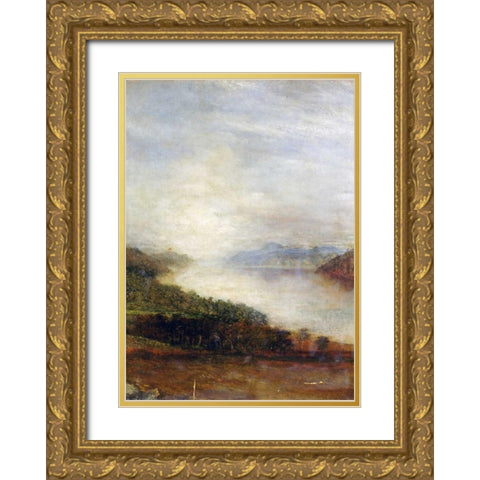 Loch Ness Gold Ornate Wood Framed Art Print with Double Matting by Watts, George Frederick