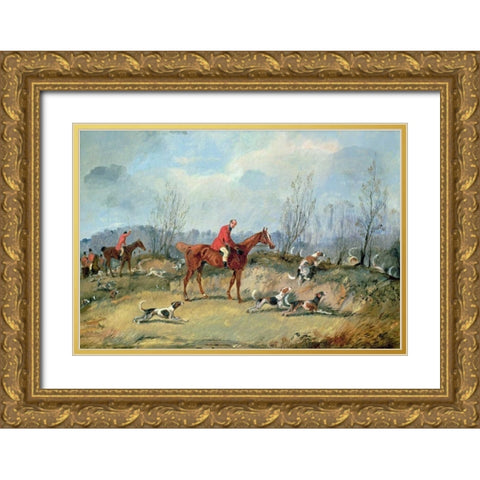 Tally Ho! Gold Ornate Wood Framed Art Print with Double Matting by Alken, Samuel Henry