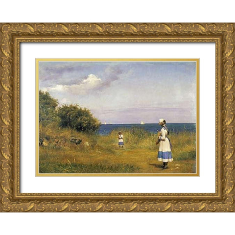 Fra Hellebaek Gold Ornate Wood Framed Art Print with Double Matting by Bloch, Carl