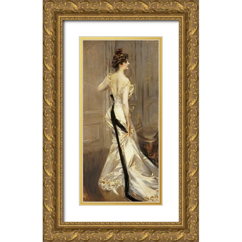 The Black Sash Gold Ornate Wood Framed Art Print with Double Matting by Boldini, Giovanni