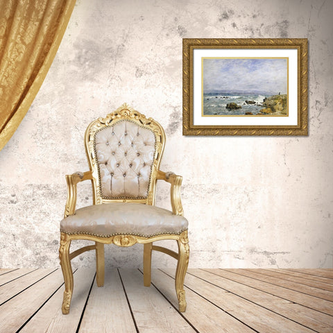 Antibes, La Pointe De Lilette Gold Ornate Wood Framed Art Print with Double Matting by Boudin, Eugene