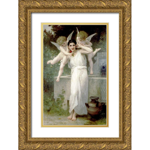 LInnocence Gold Ornate Wood Framed Art Print with Double Matting by Bouguereau, William-Adolphe