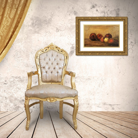 Apples Gold Ornate Wood Framed Art Print with Double Matting by Courbet, Gustave