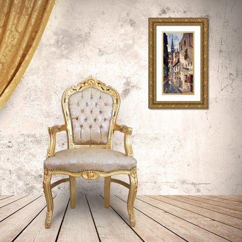 Rue Des Chartres, Old Paris Gold Ornate Wood Framed Art Print with Double Matting by Deakin, Dewin
