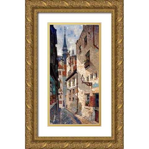 Rue Des Chartres, Old Paris Gold Ornate Wood Framed Art Print with Double Matting by Deakin, Dewin