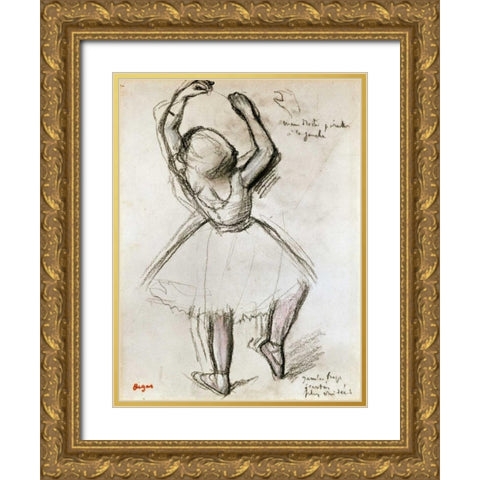 Backview of a Dancer Gold Ornate Wood Framed Art Print with Double Matting by Degas, Edgar