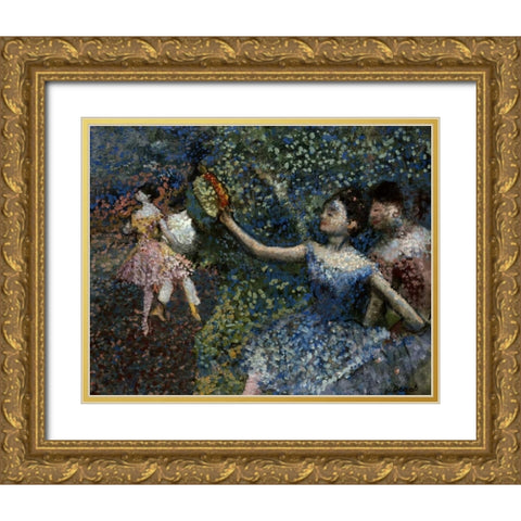 Dancer With a Tambourine Gold Ornate Wood Framed Art Print with Double Matting by Degas, Edgar