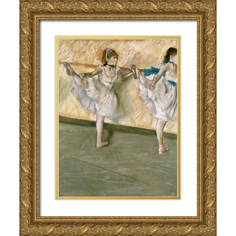 Dancers at The Bar Gold Ornate Wood Framed Art Print with Double Matting by Degas, Edgar