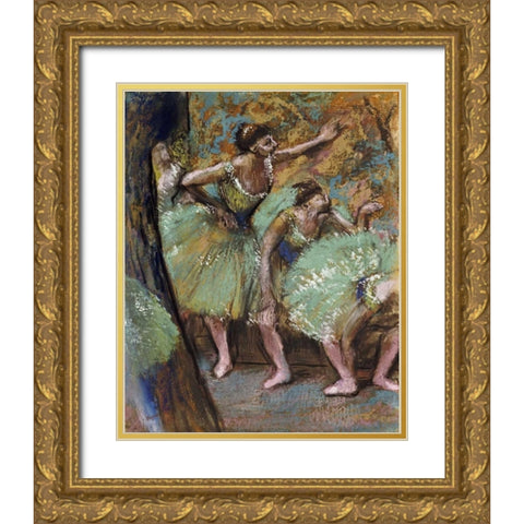 Danseuses Gold Ornate Wood Framed Art Print with Double Matting by Degas, Edgar