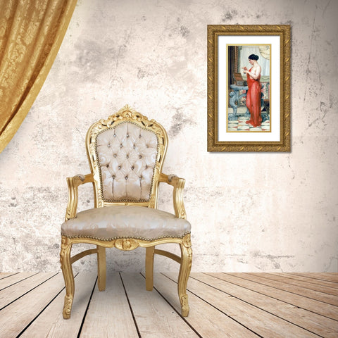 The New Perfume Gold Ornate Wood Framed Art Print with Double Matting by Godward, John William