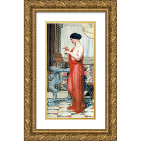 The New Perfume Gold Ornate Wood Framed Art Print with Double Matting by Godward, John William