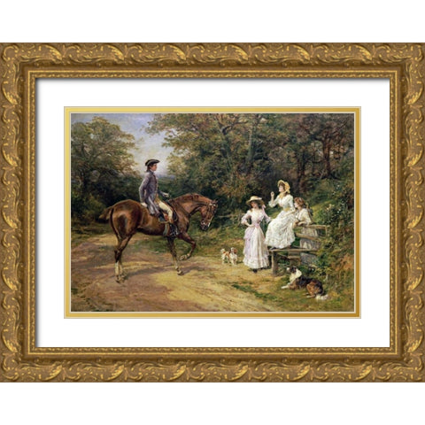 A Meeting By The Stile Gold Ornate Wood Framed Art Print with Double Matting by Hardy, Heywood