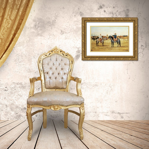 Cortame Al Toro Pinto, 1912 Gold Ornate Wood Framed Art Print with Double Matting by Icaza, Ernesto