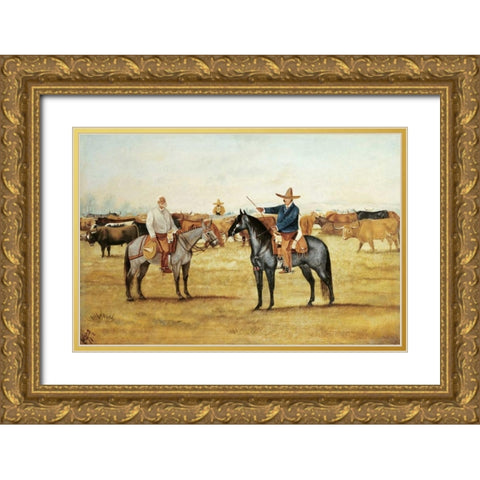 Cortame Al Toro Pinto, 1912 Gold Ornate Wood Framed Art Print with Double Matting by Icaza, Ernesto