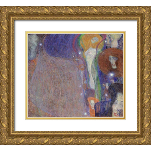 Irrlichter - Will-O-The Wisps Gold Ornate Wood Framed Art Print with Double Matting by Klimt, Gustav