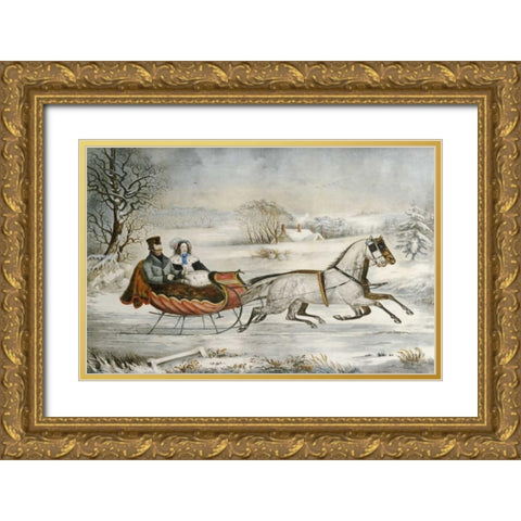 The Road, Winter Gold Ornate Wood Framed Art Print with Double Matting by Knirsch, O.